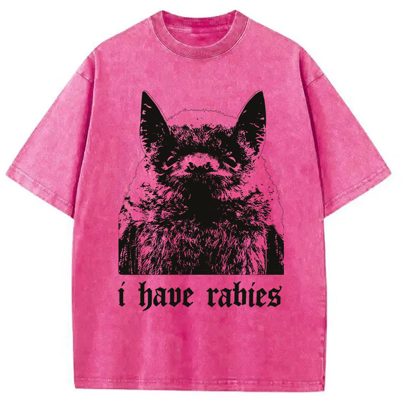 Modecanvas I Have Rabies DTG Printing Washed T-Shirt