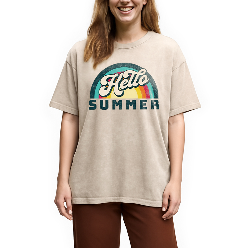 Modecanvas Hello Summer DTG Printing Washed T-Shirt
