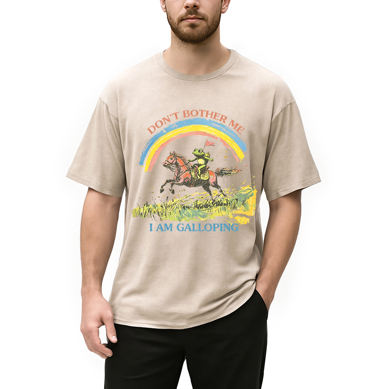 Modecanvas Frog On Horse DTG Printing Washed T-Shirt