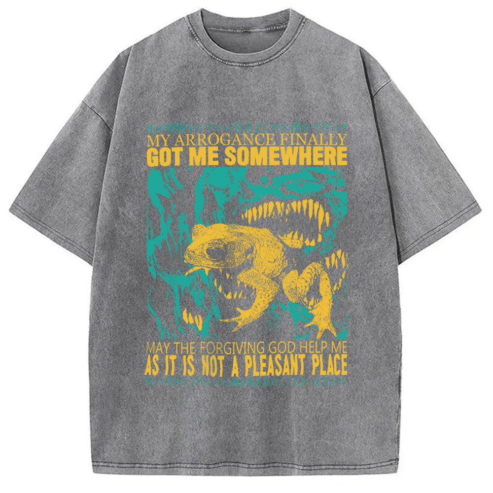 Modecanvas My Arrogance Vintage Japanese Frog Washed T-Shirt