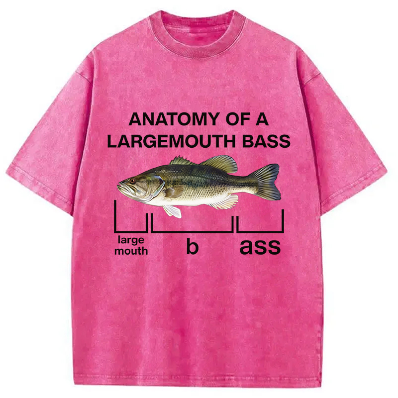 Modecanvas Anatomy Of A Large Mouth Bass Fish DTG Printing Washed T-Shirt