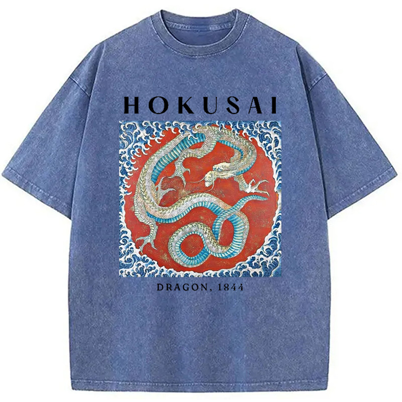 Modecanvas Hokusai Japanese Dragon Washed T-Shirt