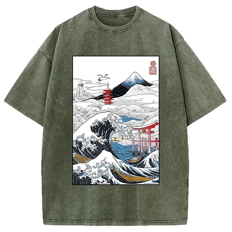 Modecanvas Snowy Japan Washed T-Shirt