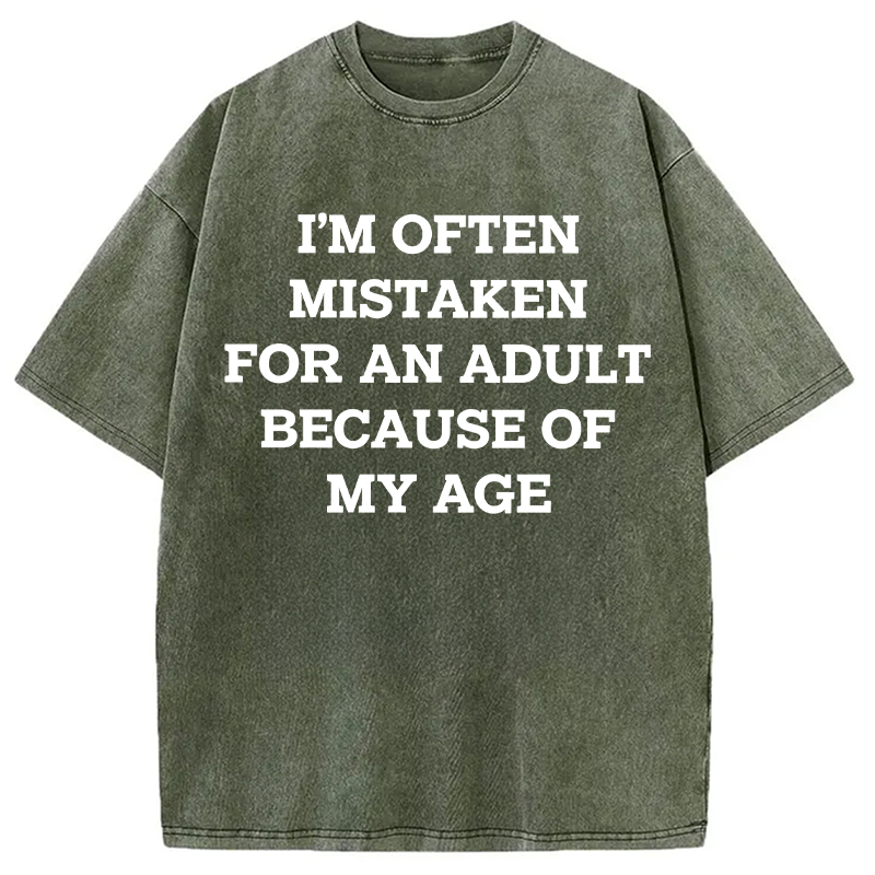 Modecanvas Mistaken For An Adult DTG Printing Washed T-Shirt