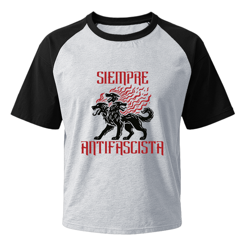 Modecanvas Siempre Antifascista Fire Raglan T-Shirt