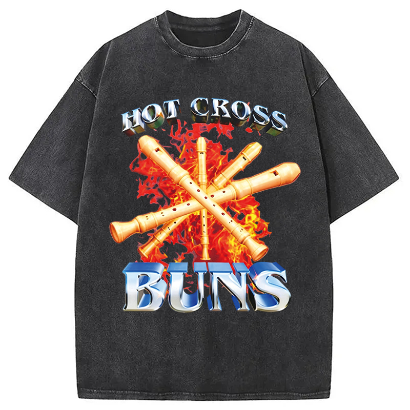 Modecanvas HOT CROSS BUNS DTG Printing Washed T-Shirt