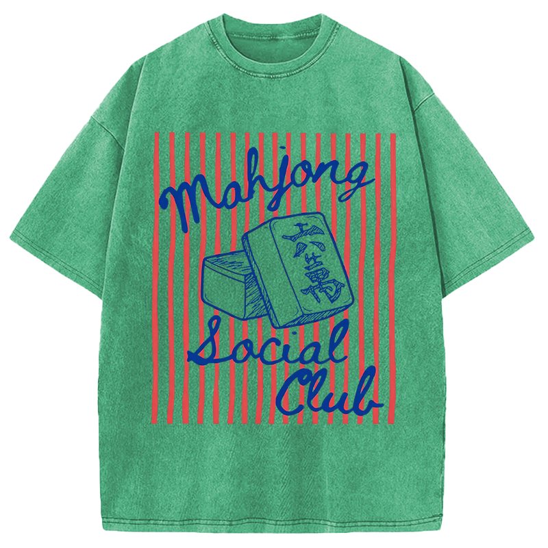 Modecanvas Mahjong Social Club DTG Printing Washed T-Shirt
