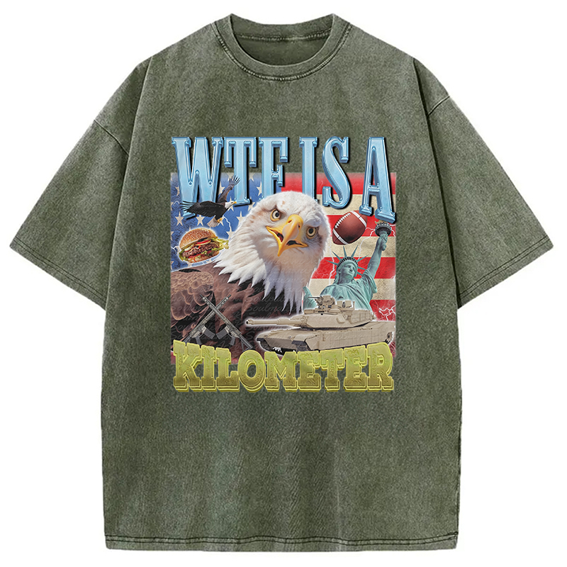 Modecanvas Funny Eagle Meme Washed T-Shirt-modecanvas