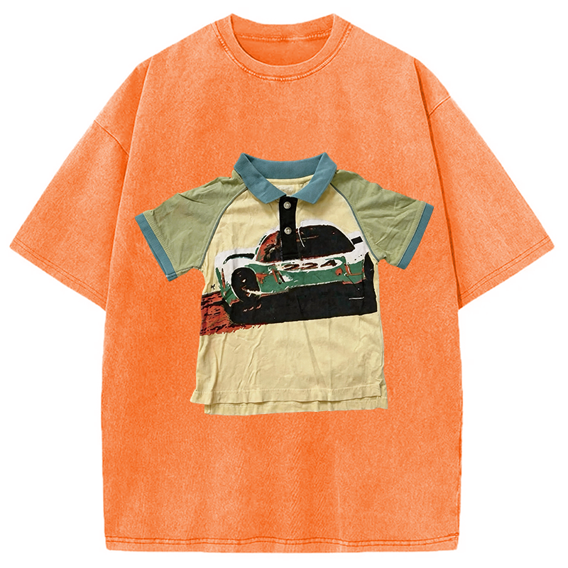 Modecanvas Children's Car Shirt Of DTG Printing Washed T-Shirt