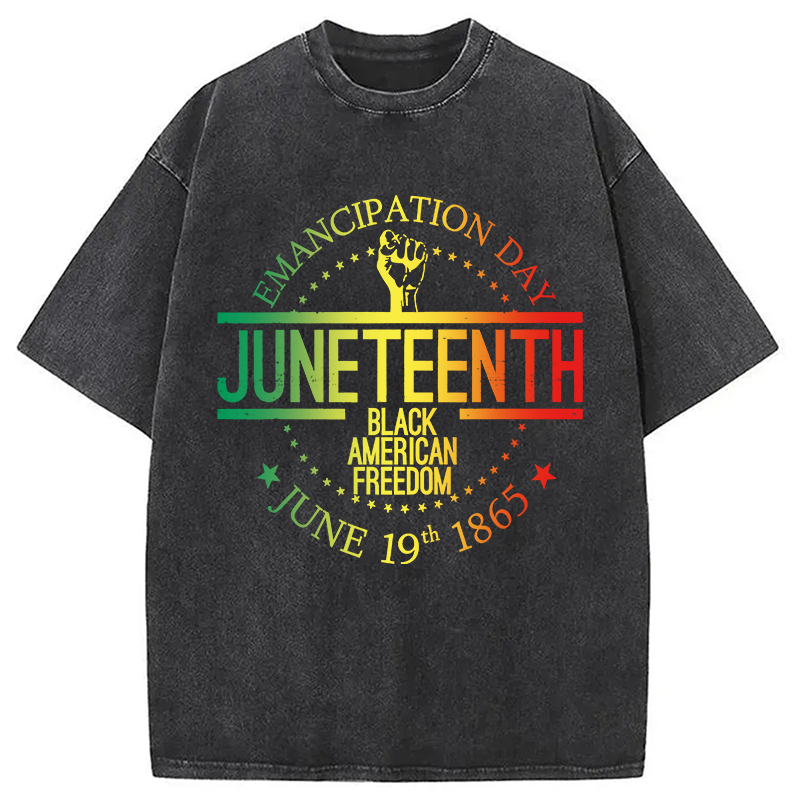 Modecanvas Juneteenth Independence Day DTG Printing Washed T-Shirt