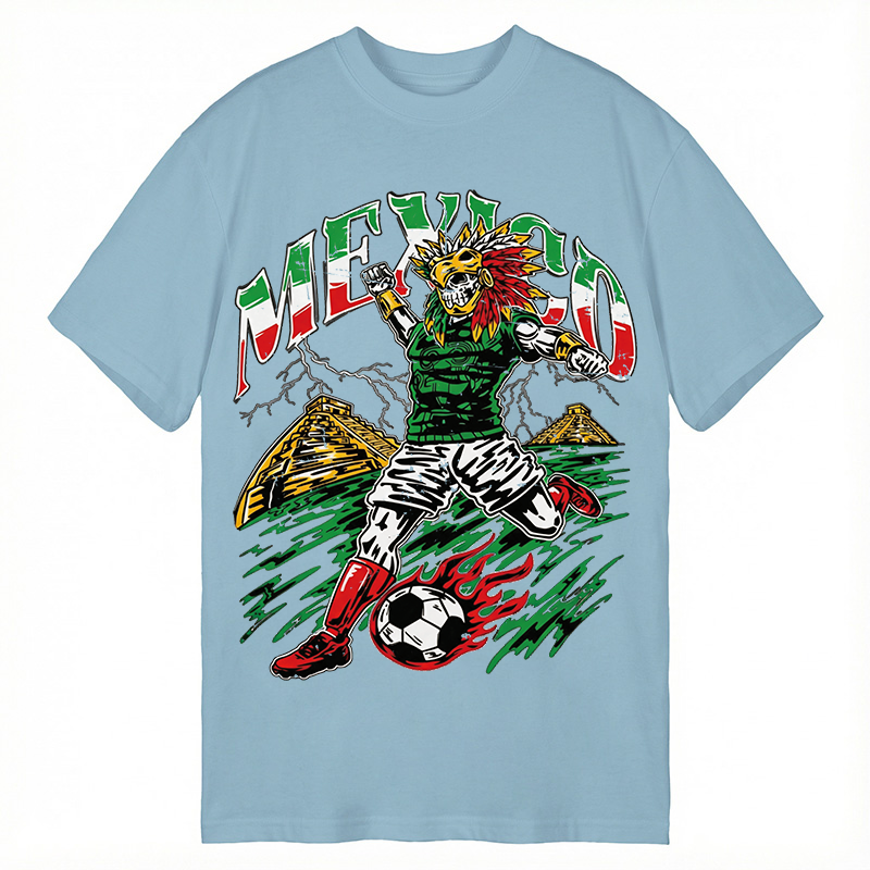 Modecanvas Mexico Soccer Skull DTG Printing Classic T-Shirt-modecanvas