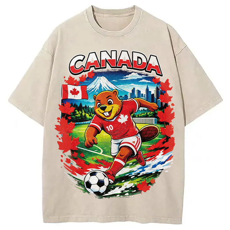 Modecanvas Canada Soccer DTG Printing Washed T-Shirt