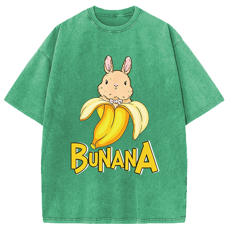 Modecanvas Funny Banana Bunny DTG Printing Washed T-Shirt