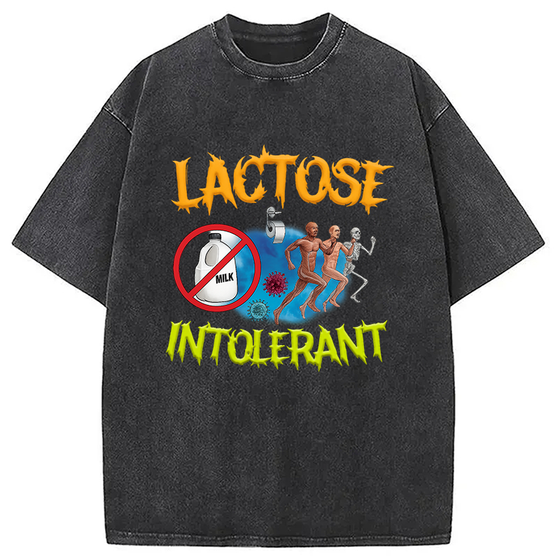 Modecanvas Lactose Intolerant Ironic Sarcastic Funny Washed T-Shirt