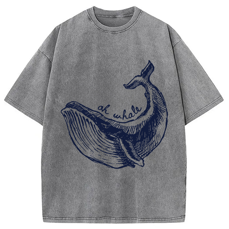 Modecanvas Ah Whale DTG Printing Washed T-Shirt