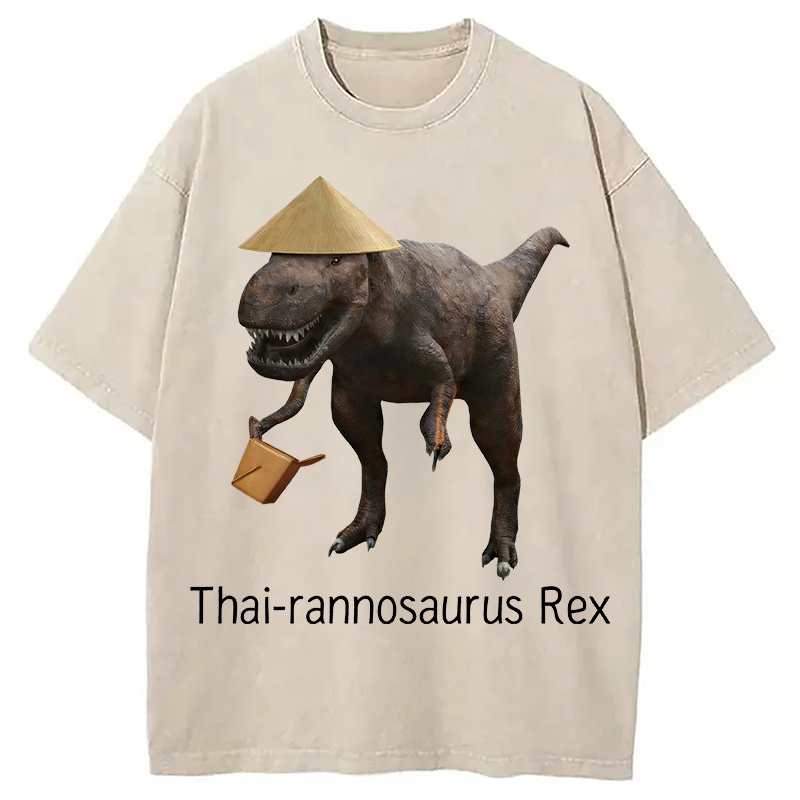 Modecanvas Thai-rannosaurus Rex DTG Printing Washed T-Shirt