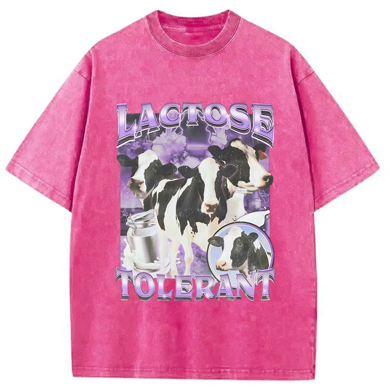 Modecanvas Lactose Tolerant Cow Washed T-Shirt