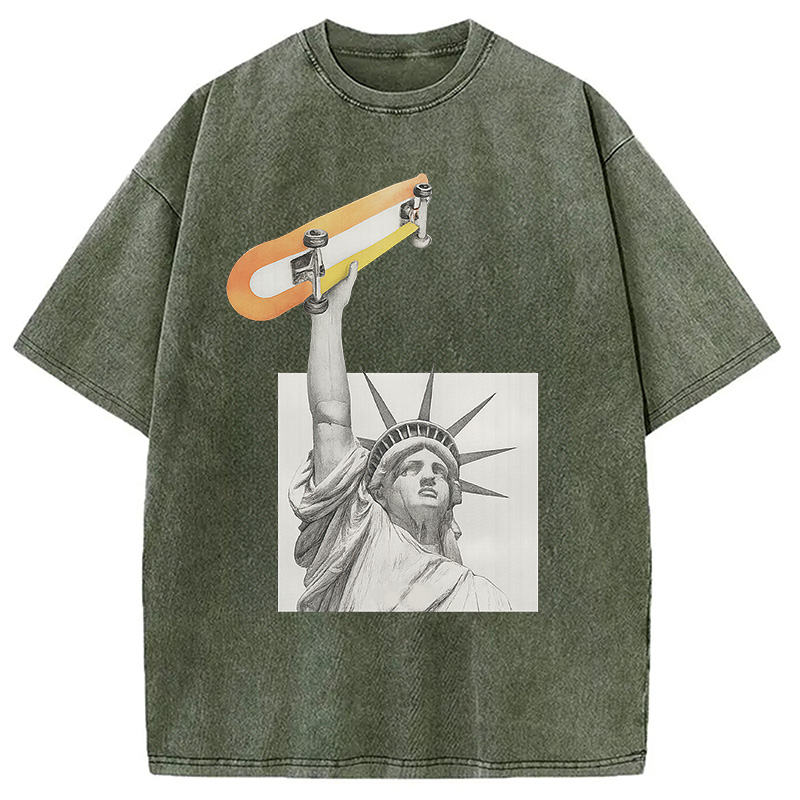 Modecanvas Living In The City DTG Printing Washed T-Shirt-modecanvas