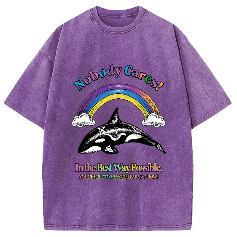 Modecanvas NOBODY CARES DTG Printing Washed T-Shirt