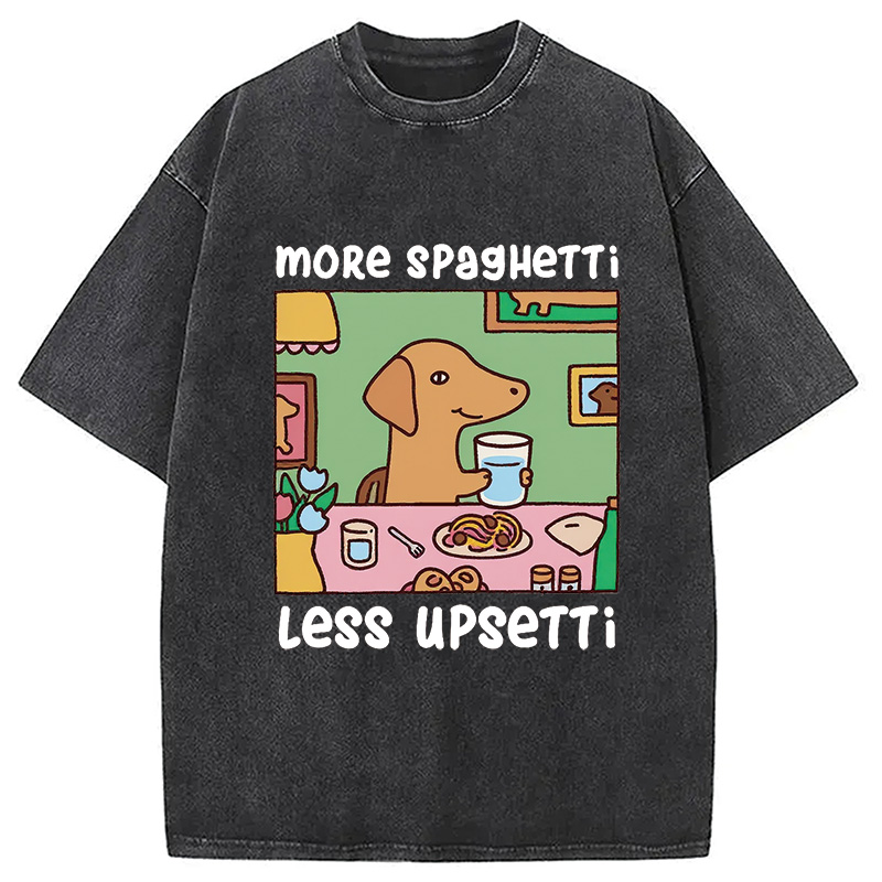 Modecanvas Doxie Eating Spaghetti Washed T-Shirt