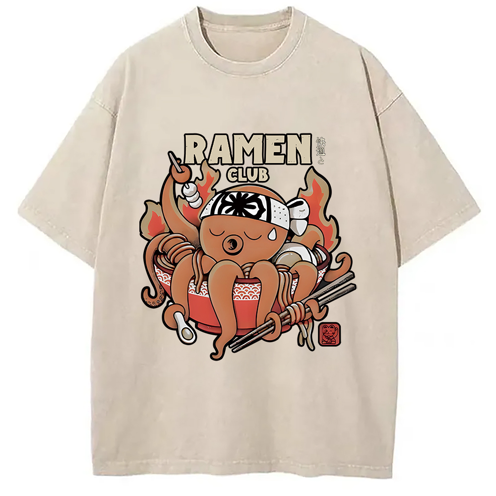 Modecanvas Octopus Ramen Washed T-Shirt