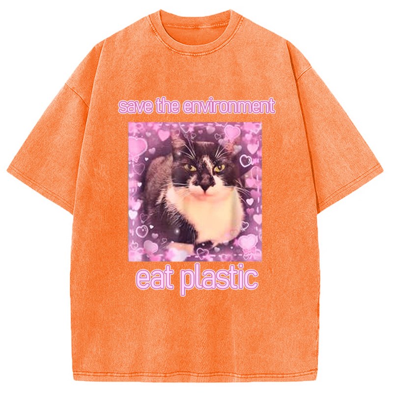 Modecanvas Save The Environment Washed T-Shirt
