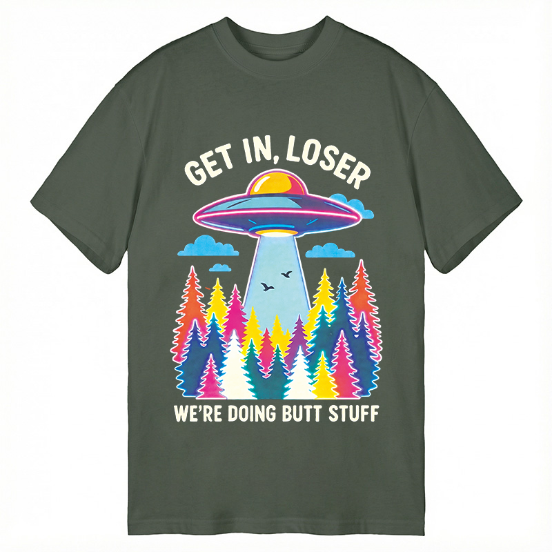 Modecanvas UFO Get In Loser Butt Stuff Forest DTG Printing Classic T-Shirt-modecanvas