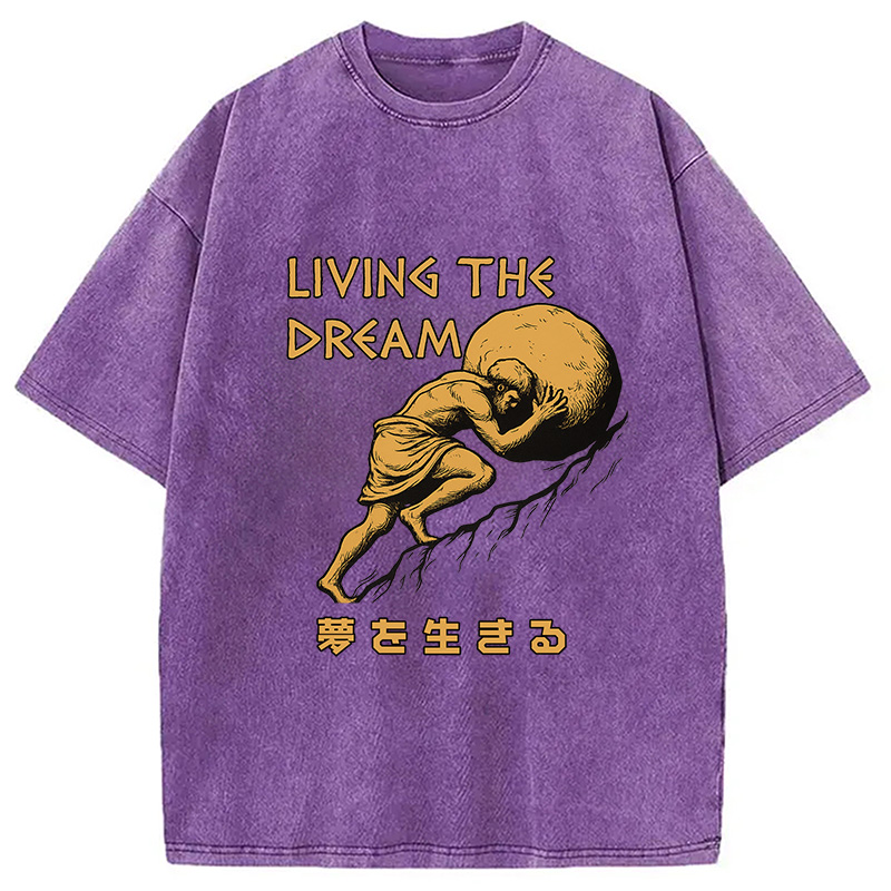 Modecanvas Living The Dream Meme Washed T-Shirt