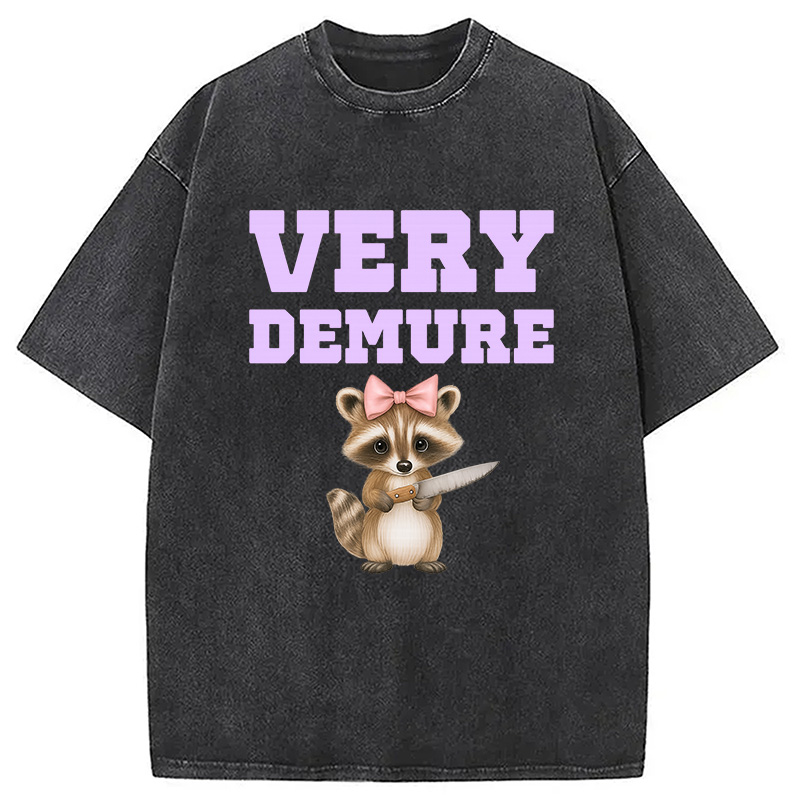 Modecanvas Very Demure Raccoon Washed T-Shirt