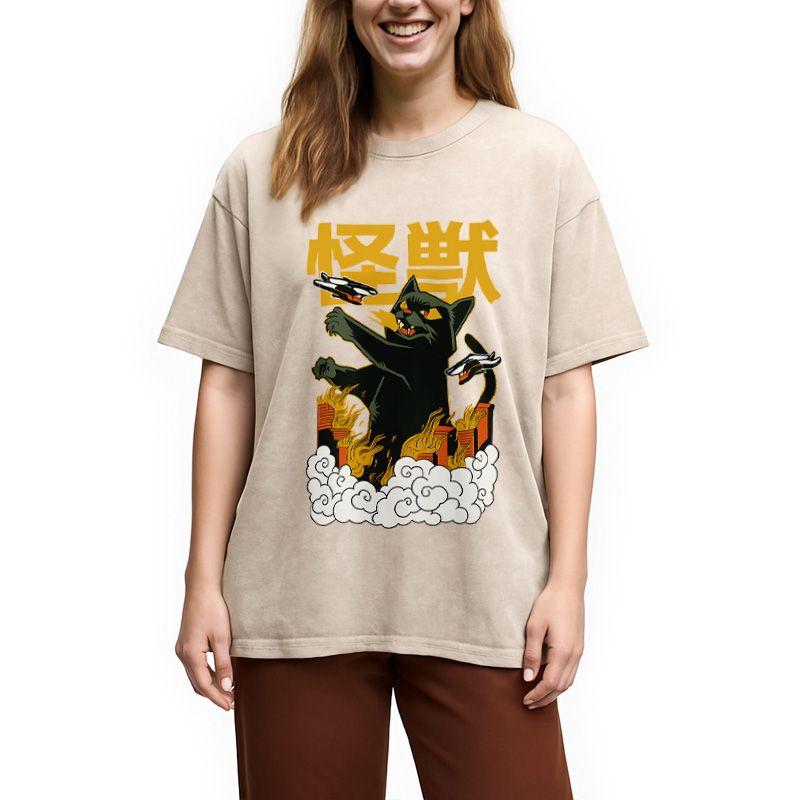 Modecanvas Cat Destroyer Japanese Washed T-Shirt