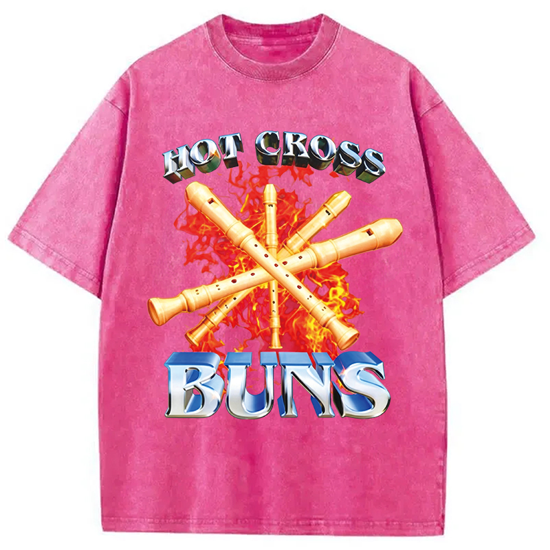 Modecanvas HOT CROSS BUNS DTG Printing Washed T-Shirt