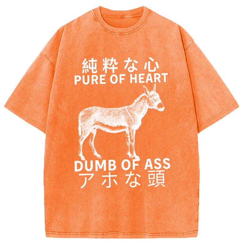 Modecanvas Donkey Pure of Heart Dumb of Ass Washed T-Shirt-modecanvas