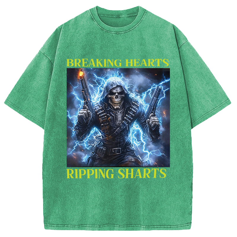 Modecanvas Breaking Hearts Ripping DTG Printing Washed T-Shirt