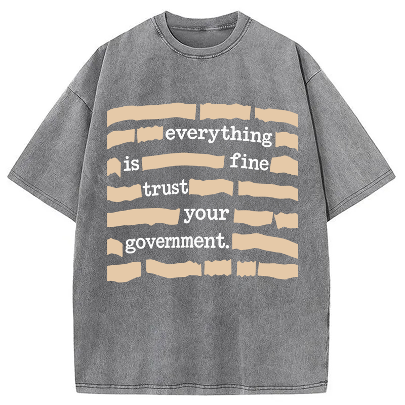 Modecanvas Everything is Fine Meme Washed T-Shirt-modecanvas