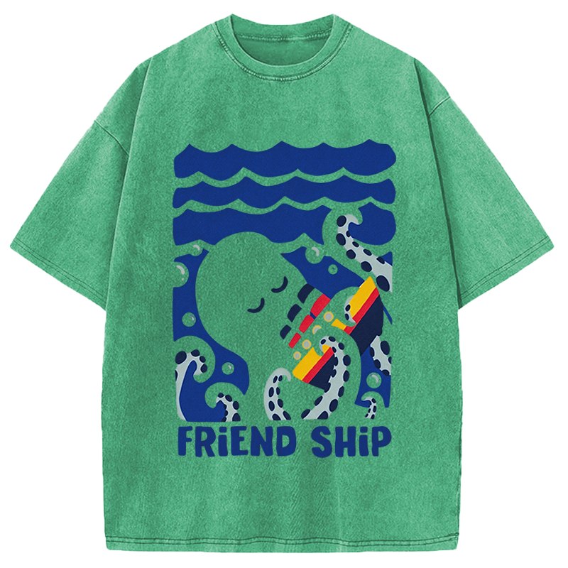 Modecanvas Friend Ship DTG Printing Washed T-Shirt