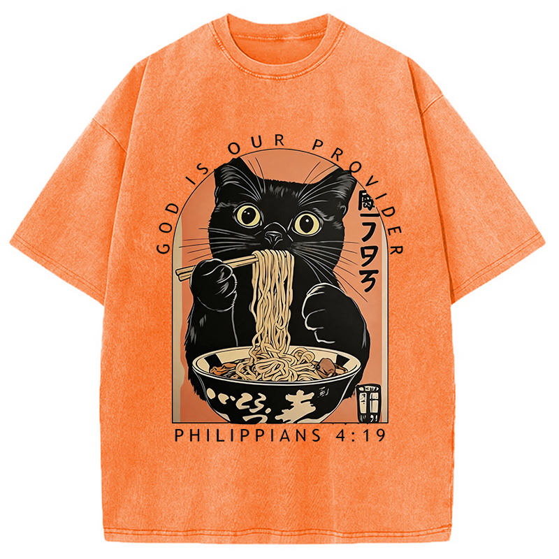 Modecanvas God Is Our Provider DTG Printing Washed T-Shirt