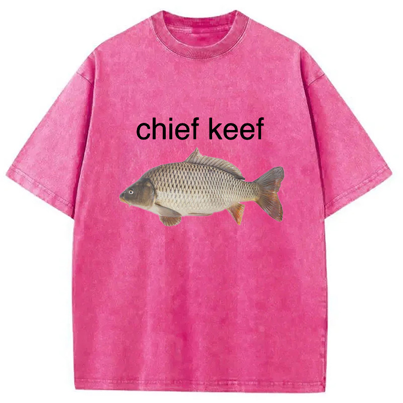 Modecanvas Chief Keef Fish Washed T-Shirt-modecanvas