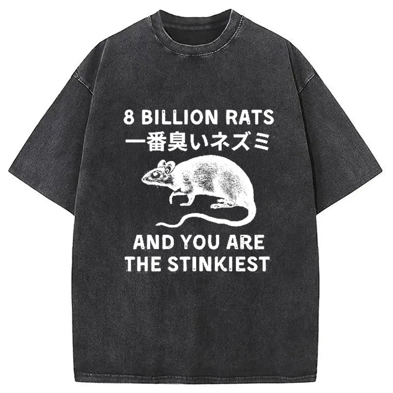 Modecanvas Funny Japanese Rat Washed T-Shirt