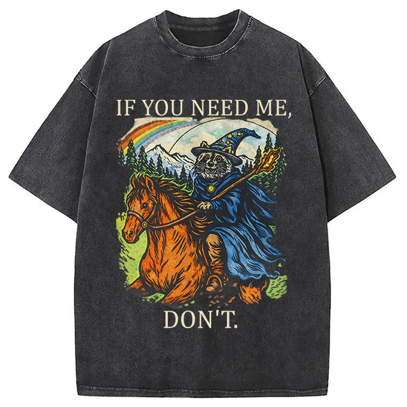 Modecanvas Funny Raccoon Wizard Gamer DTG Printing Washed T-Shirt