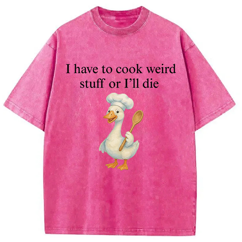 Modecanvas Silly Goose Baker Funny Cooking Meme DTG Printing Washed T-Shirt-modecanvas
