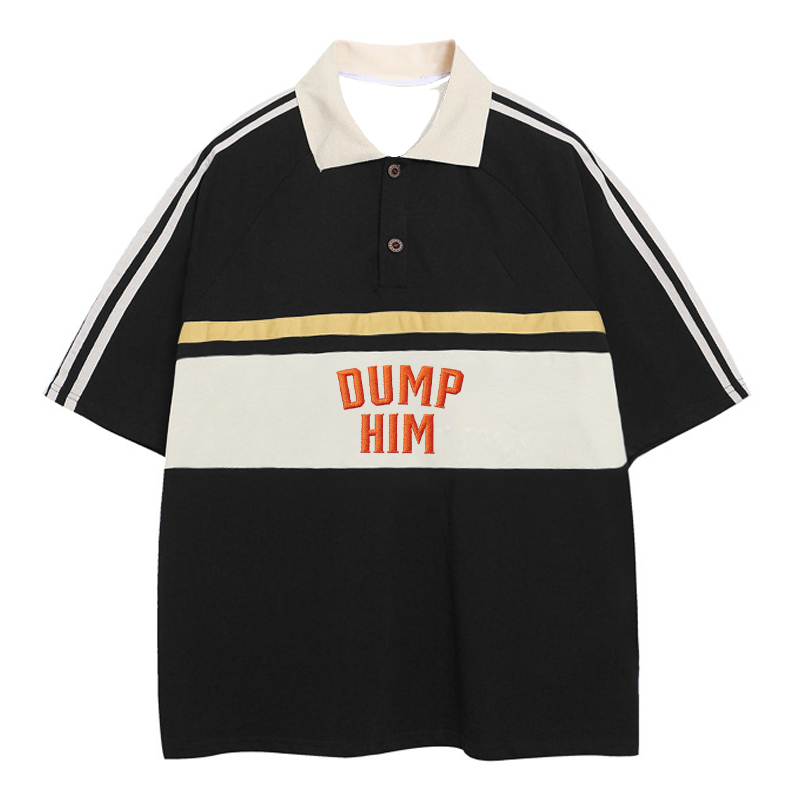 Modecanvas Dump Him 90s Inspired Polo Embroidered T-Shirt