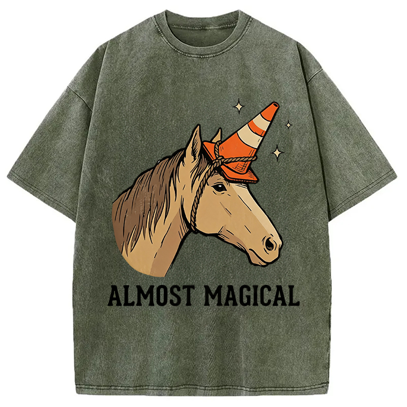 Modecanvas Almost Magical Horse DTG Printing Washed T-Shirt
