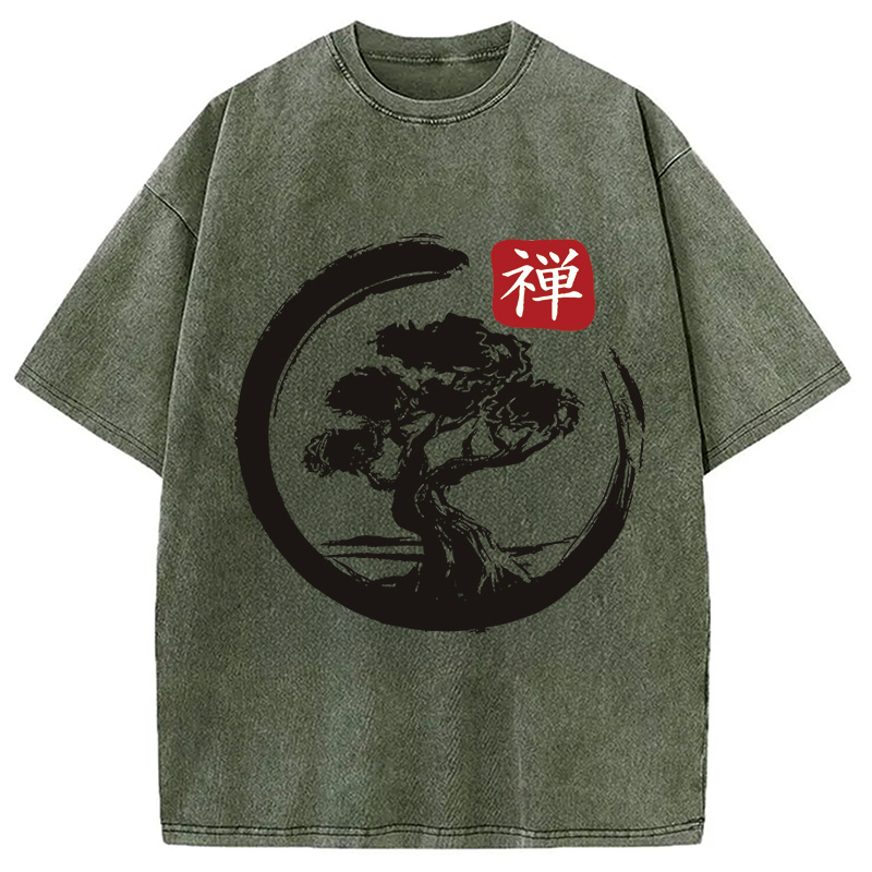 Modecanvas Enso Circle Bonsai Washed T-Shirt
