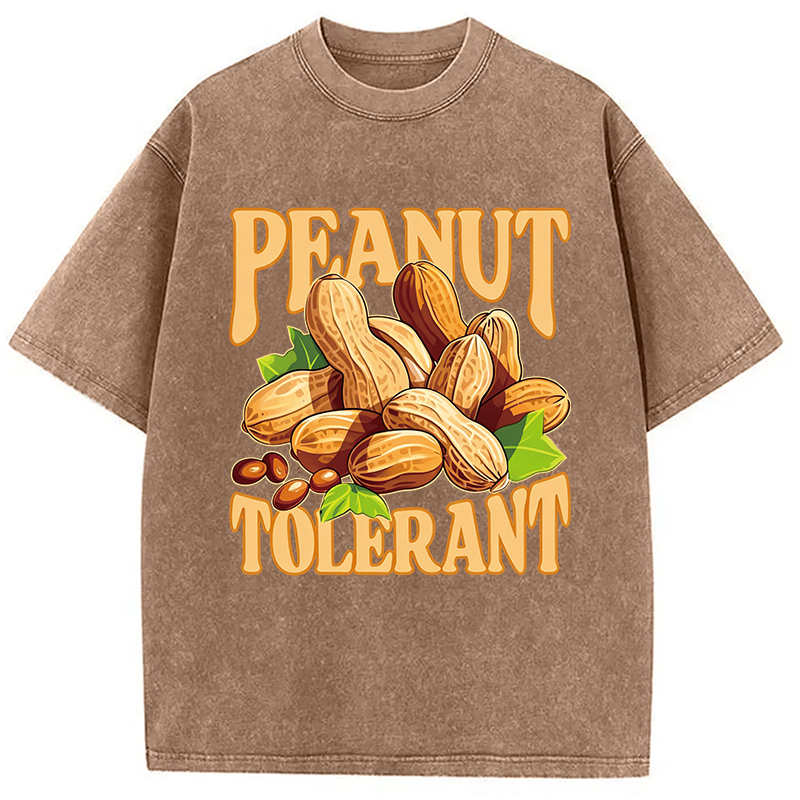 Modecanvas Peanut Tolerant Funny DTG Printing Washed T-Shirt