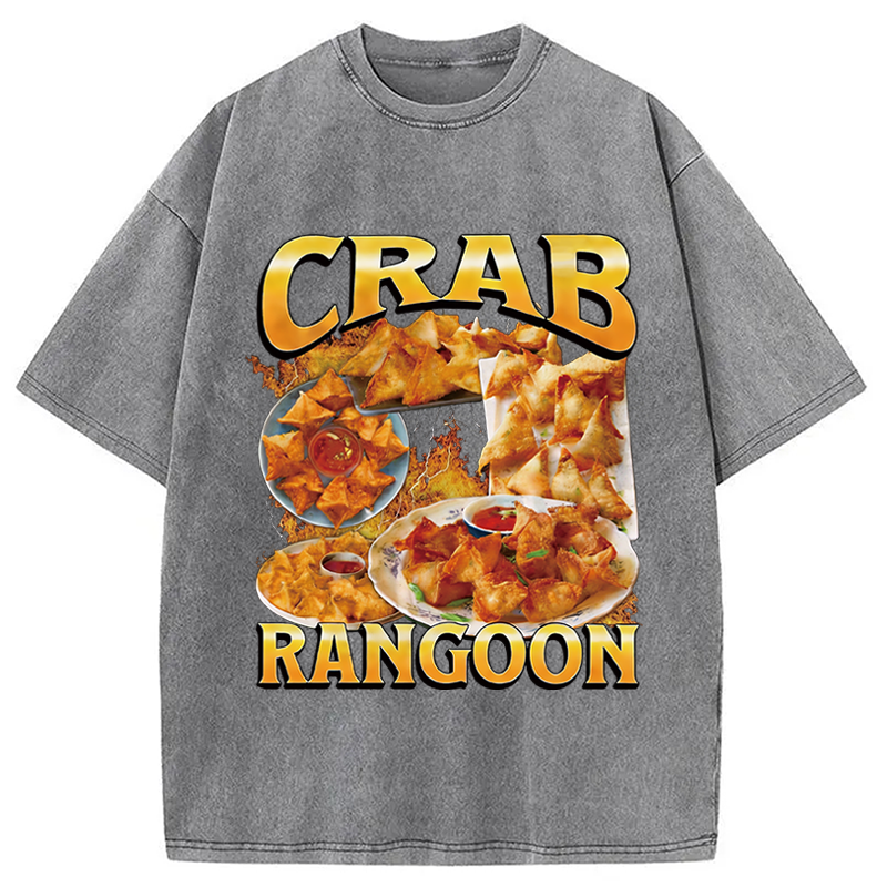Modecanvas Crab Rangoon Funny Meme Washed T-Shirt