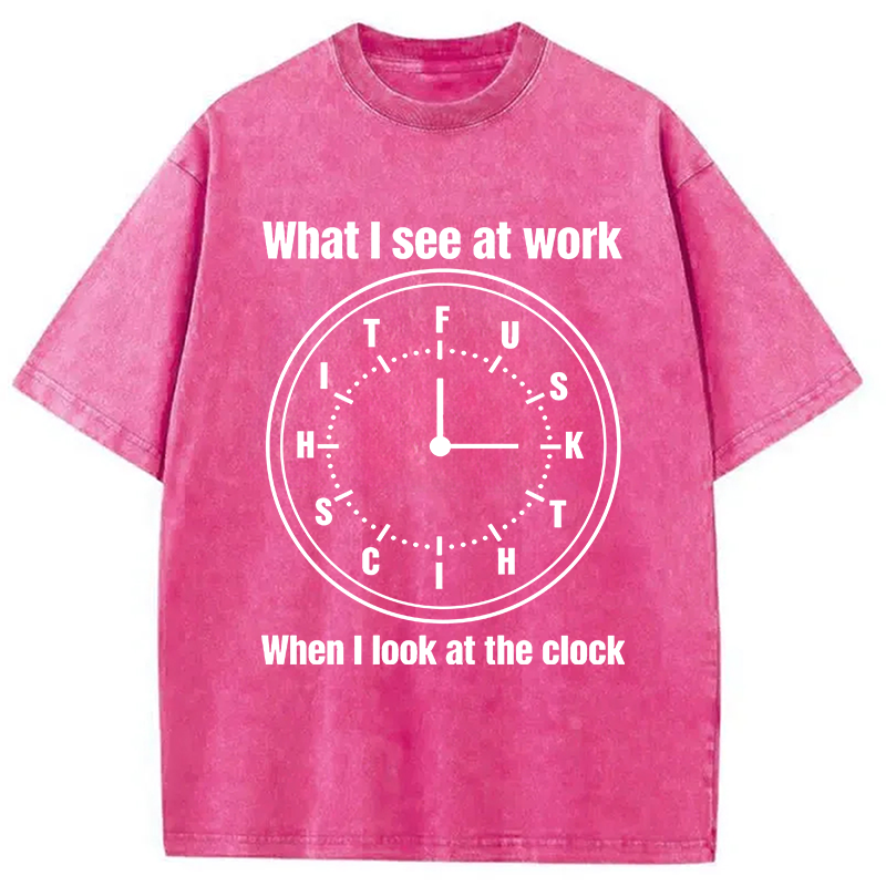 Modecanvas Funny Work Clock Frustration DTG Printing Washed T-Shirt
