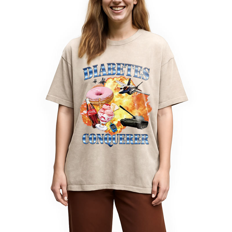 Modecanvas Diabetes Conqueror DTG Printing Washed T-Shirt