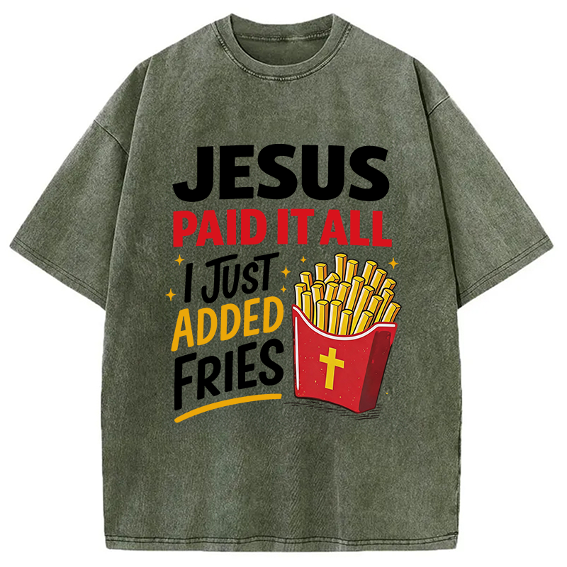 Modecanvas Jesus Paid It All DTG Printing Washed T-Shirt