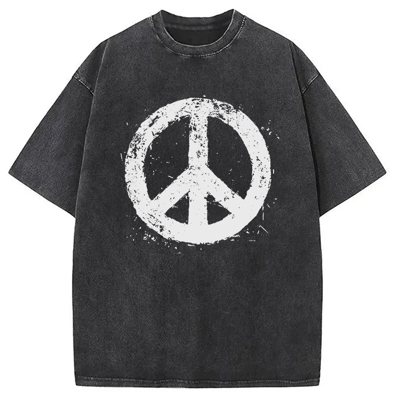 Modecanvas Peace Sign DTG Printing Washed T-Shirt