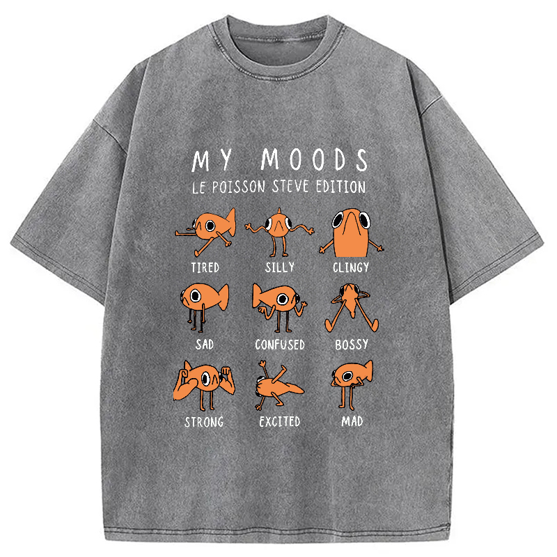 Modecanvas Il Est Orange Poisson Steve Washed T-Shirt